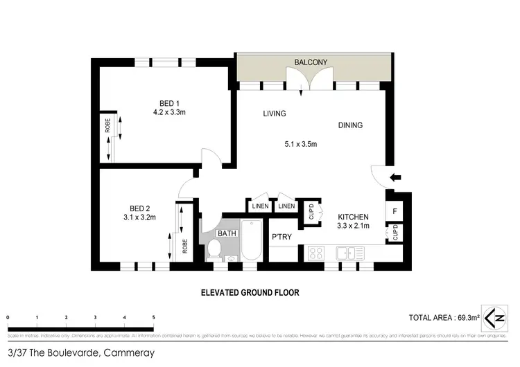 Floorplan of Homely apartment listing, 3/37 The Boulevarde * ENTRY VIA ORISSA LANE *, Cammeray NSW 2062