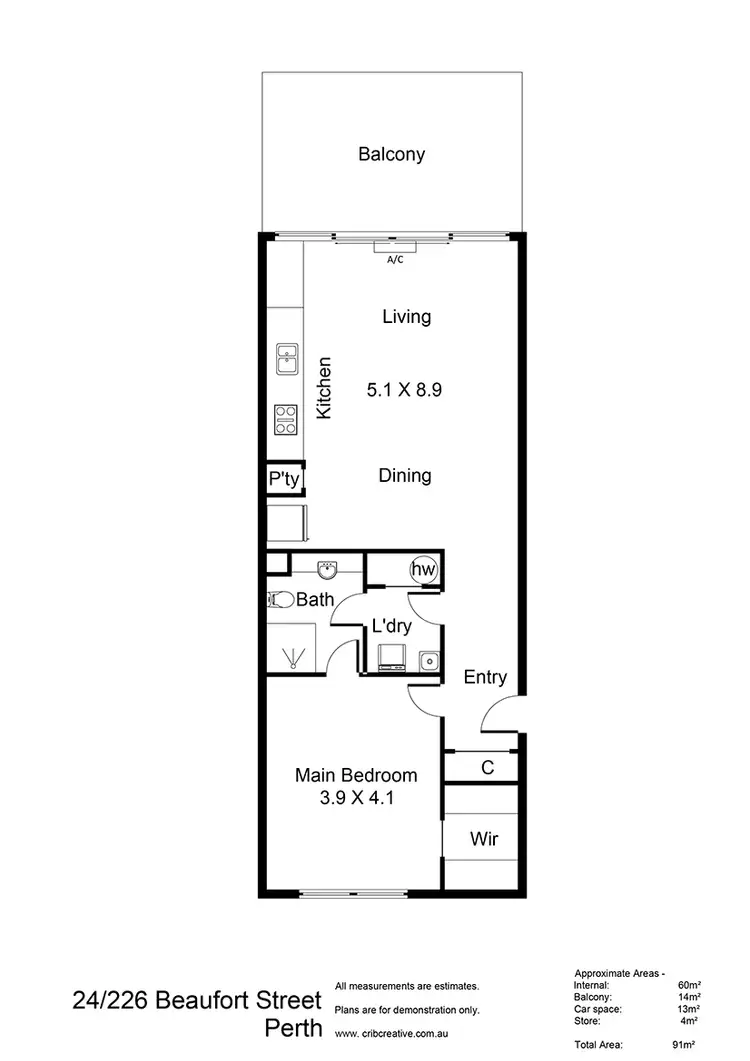 Floorplan of Homely apartment listing, 24/226 Beaufort Street, Perth WA 6000