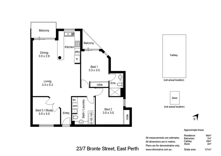 Floorplan of Homely apartment listing, 23/7 Bronte Street, East Perth WA 6004