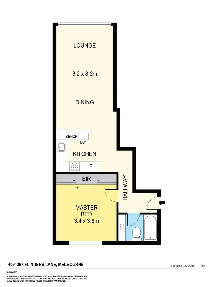 Floorplan of Homely apartment listing, 409/269 Flinders Lane, Melbourne VIC 3000