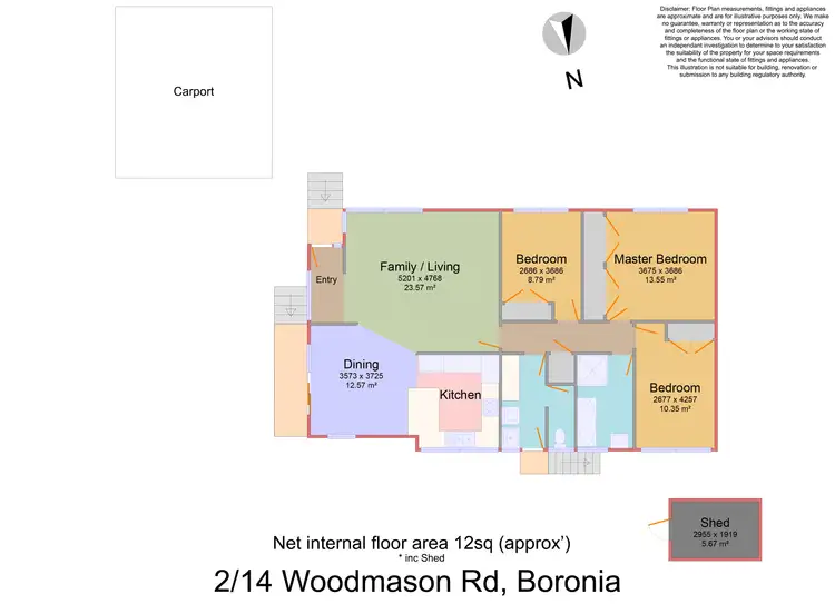 Floorplan of Homely unit listing, 2/14 Woodmason Road, Boronia VIC 3155