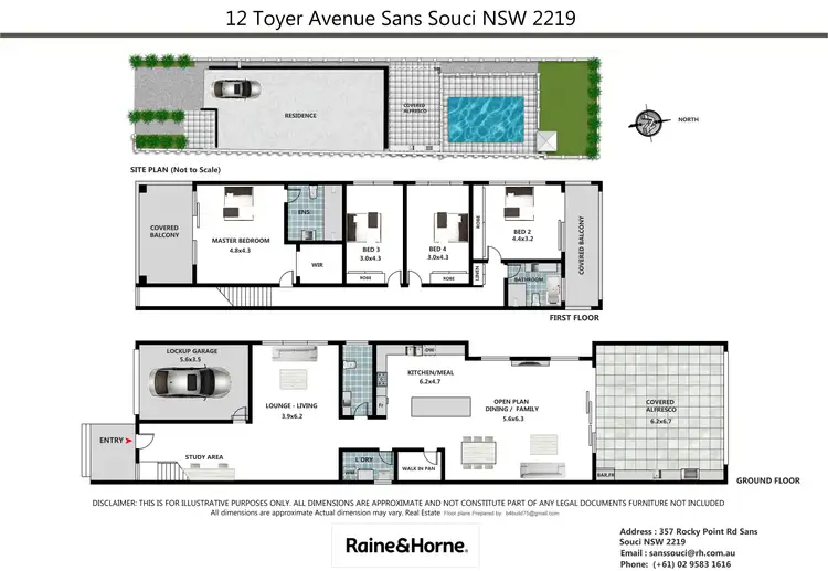 Floorplan of Homely semi-detached listing, 12 Toyer Avenue, Sans Souci NSW 2219