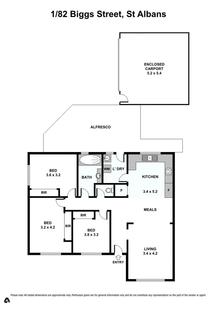 Floorplan of Homely unit listing, 1/82 Biggs Street, St Albans VIC 3021