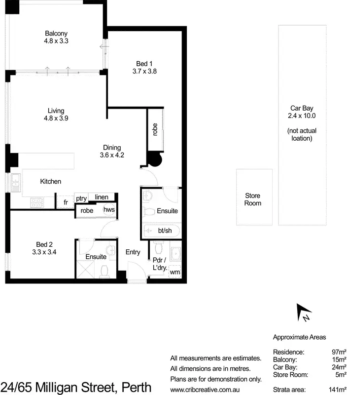 Floorplan of Homely apartment listing, 24/65 Milligan Street, Perth WA 6000