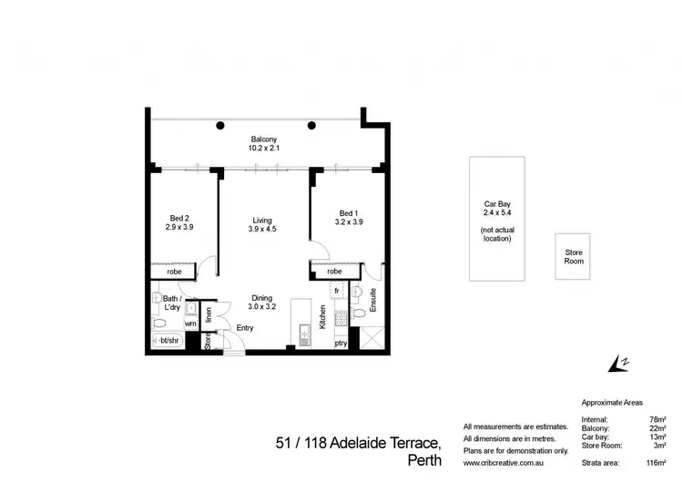 Floorplan of Homely apartment listing, 51/118 Adelaide Terrace, East Perth WA 6004
