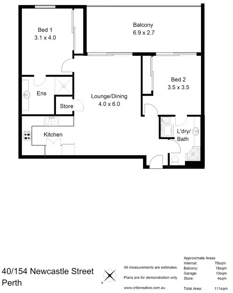 Floorplan of Homely apartment listing, 40/154 Newcastle Street, Perth WA 6000
