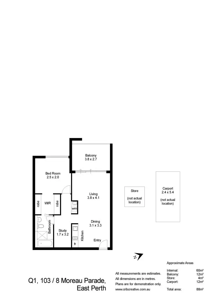 Floorplan of Homely apartment listing, 203/8 Moreau Pde, East Perth WA 6004