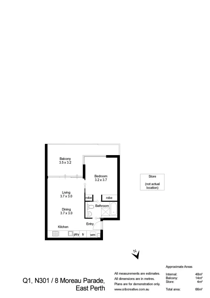 Floorplan of Homely apartment listing, N301/71 Hay Street, East Perth WA 6004