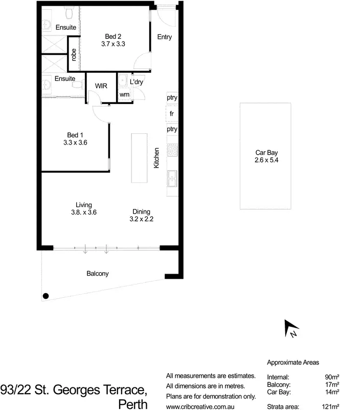 Floorplan of Homely apartment listing, 93/22 St Georges Tce, Perth WA 6000
