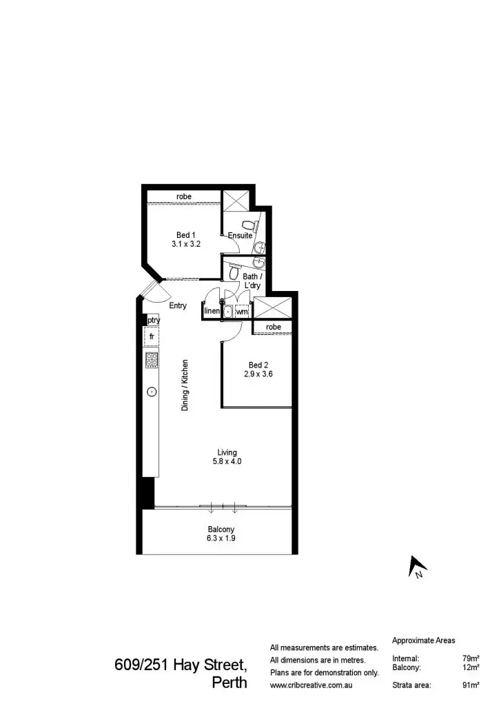 Floorplan of Homely apartment listing, 609/251 Hay Street, East Perth WA 6004