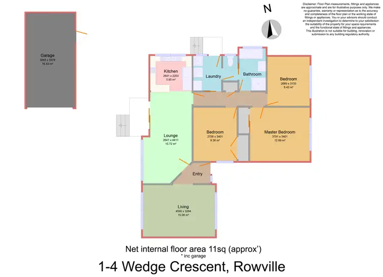 Floorplan of Homely unit listing, 1/4 Wedge Crescent, Rowville VIC 3178