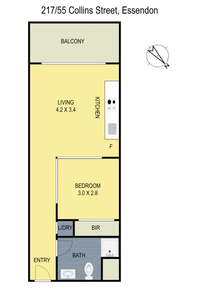 Floorplan of Homely apartment listing, 217/55 Collins Street, Essendon VIC 3040