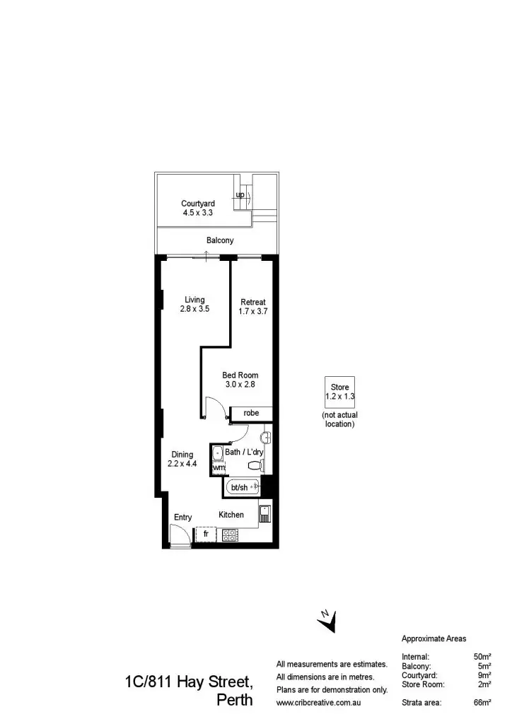 Floorplan of Homely apartment listing, 1C/811 Hay Street, Perth WA 6000