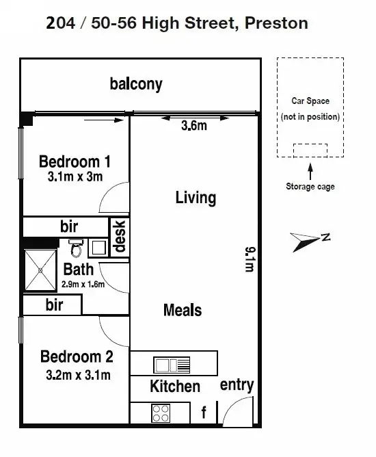 Floorplan of Homely apartment listing, 204H/50 High Street, Preston VIC 3072