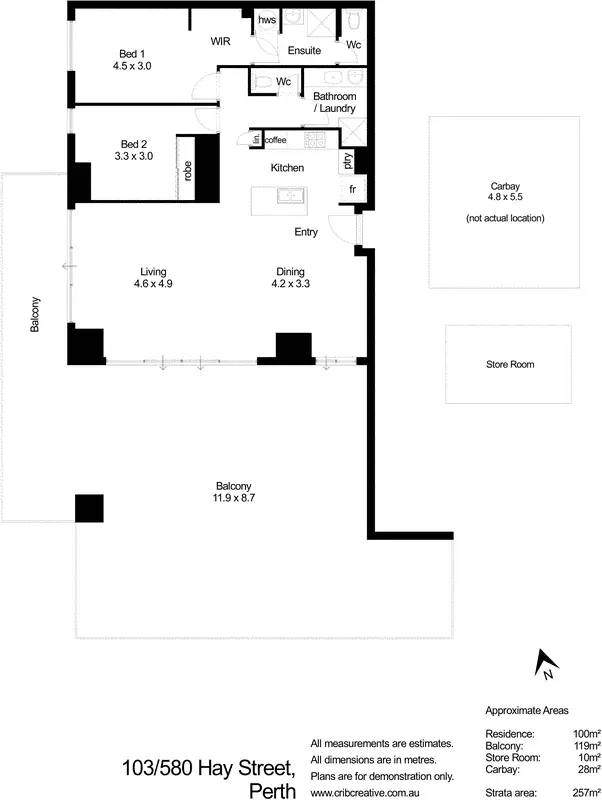 Floorplan of Homely apartment listing, 103/580 Hay Street, Perth WA 6000