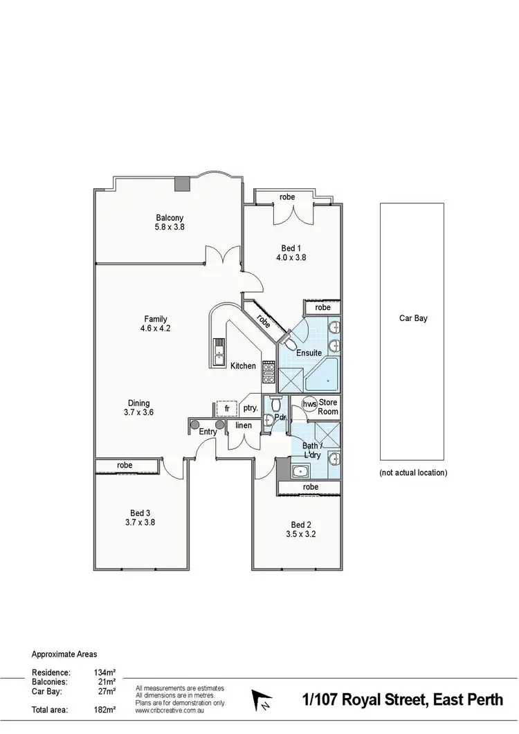 Floorplan of Homely apartment listing, 1/107 Royal Street, East Perth WA 6004