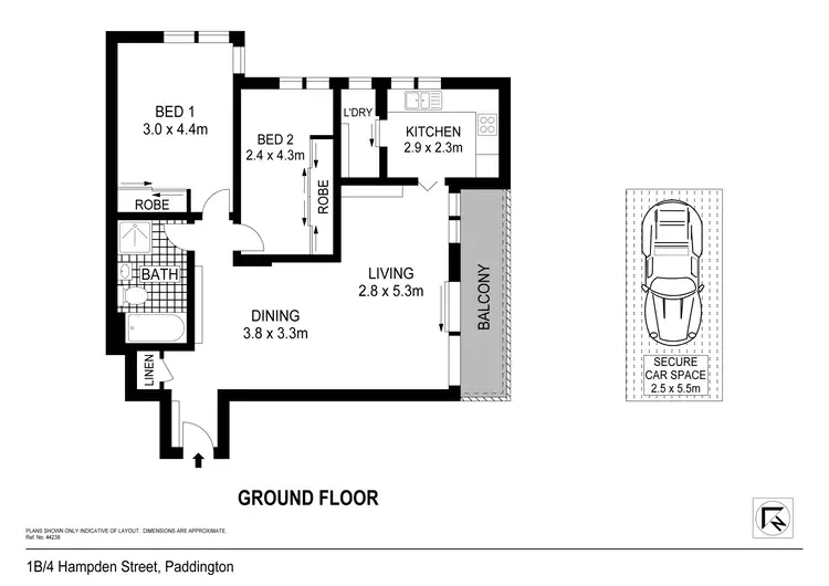 Floorplan of Homely apartment listing, 1B/4 Hampden Street, Paddington NSW 2021