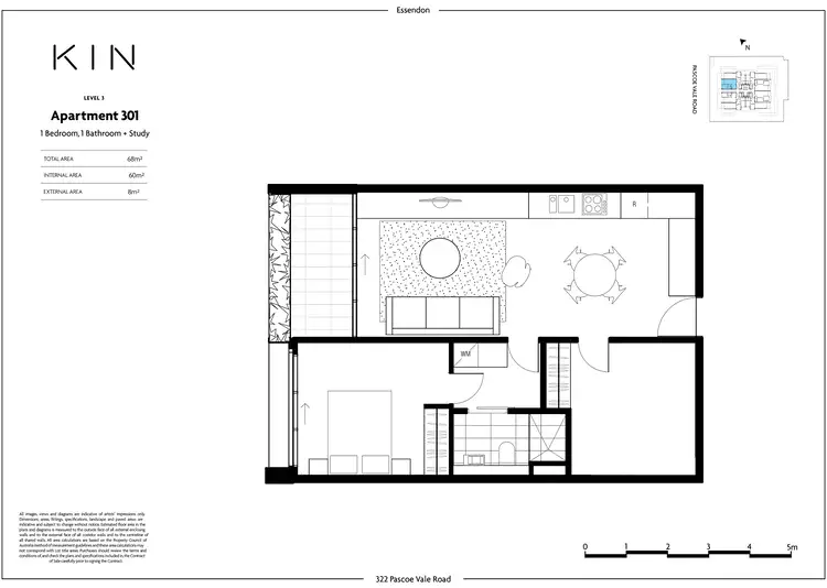 Floorplan of Homely apartment listing, 301/324 Pascoe Vale Road, Essendon VIC 3040