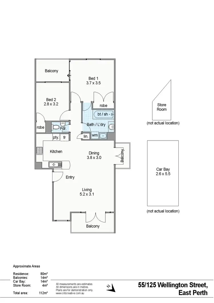 Floorplan of Homely apartment listing, 55/30 Bishops Row, East Perth WA 6004