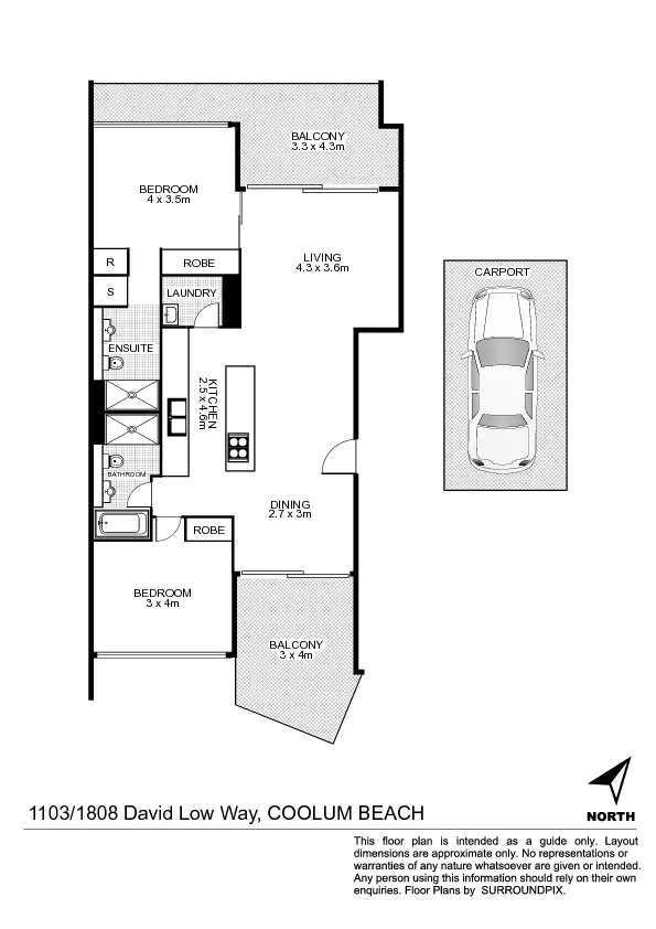 Floorplan of Homely apartment listing, 1103/1808 David Low Way, Coolum Beach QLD 4573