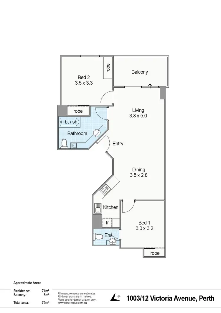 Floorplan of Homely apartment listing, 1003/12 Victoria Avenue, Perth WA 6000