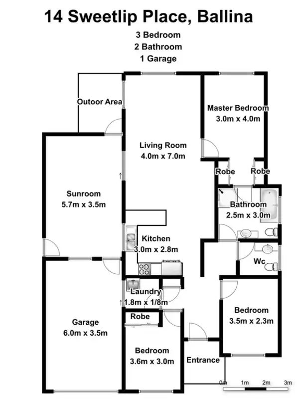 Floorplan of Homely house listing, 14 Sweetlip Place, Ballina NSW 2478