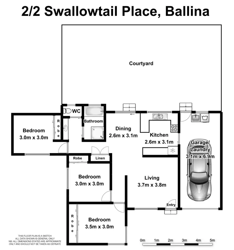 Floorplan of Homely villa listing, 2/2 Swallowtail Place, Ballina NSW 2478