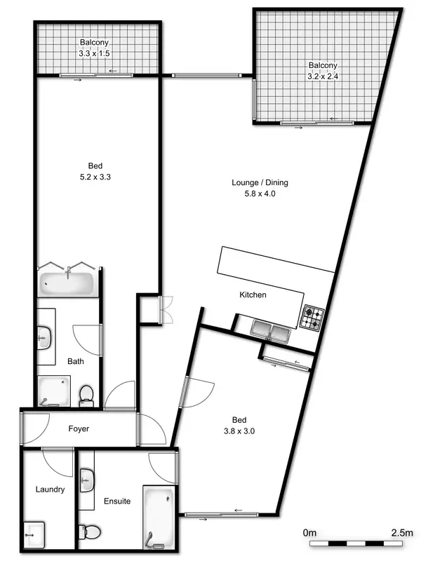 Floorplan of Homely unit listing, 301-302/2 Martin Street, Ballina NSW 2478