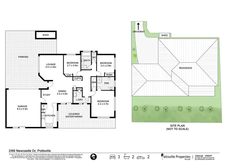 Floorplan of Homely semi-detached listing, 2/69 Newcastle Drive, Pottsville NSW 2489