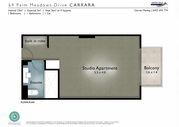 Floorplan of Homely studio listing, 9104/64 Palm Meadows Drive, Carrara QLD 4211