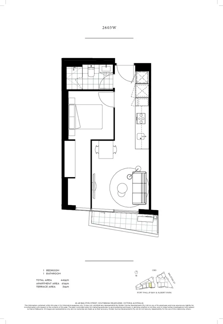 Floorplan of Homely house listing, 2603W/42-48 Balston Street, Southbank VIC 3006