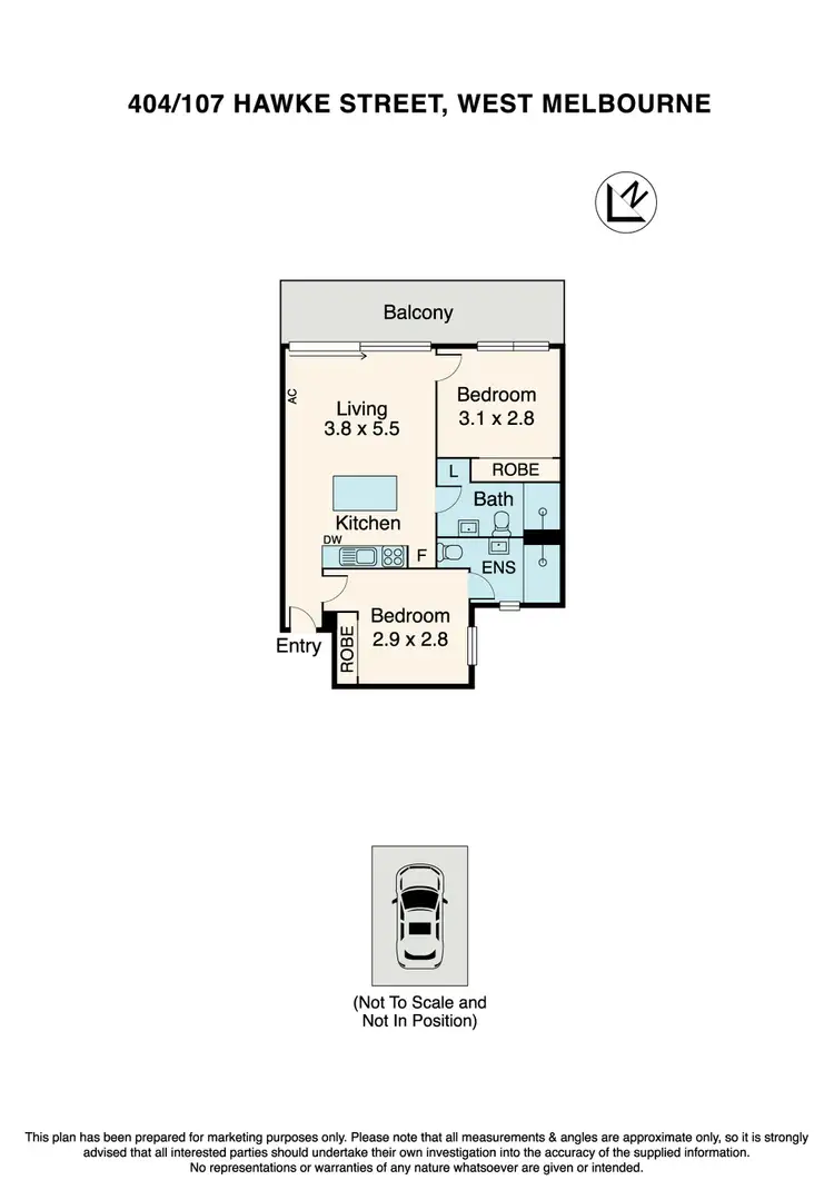 Floorplan of Homely apartment listing, 404/107 Hawke Street, West Melbourne VIC 3003