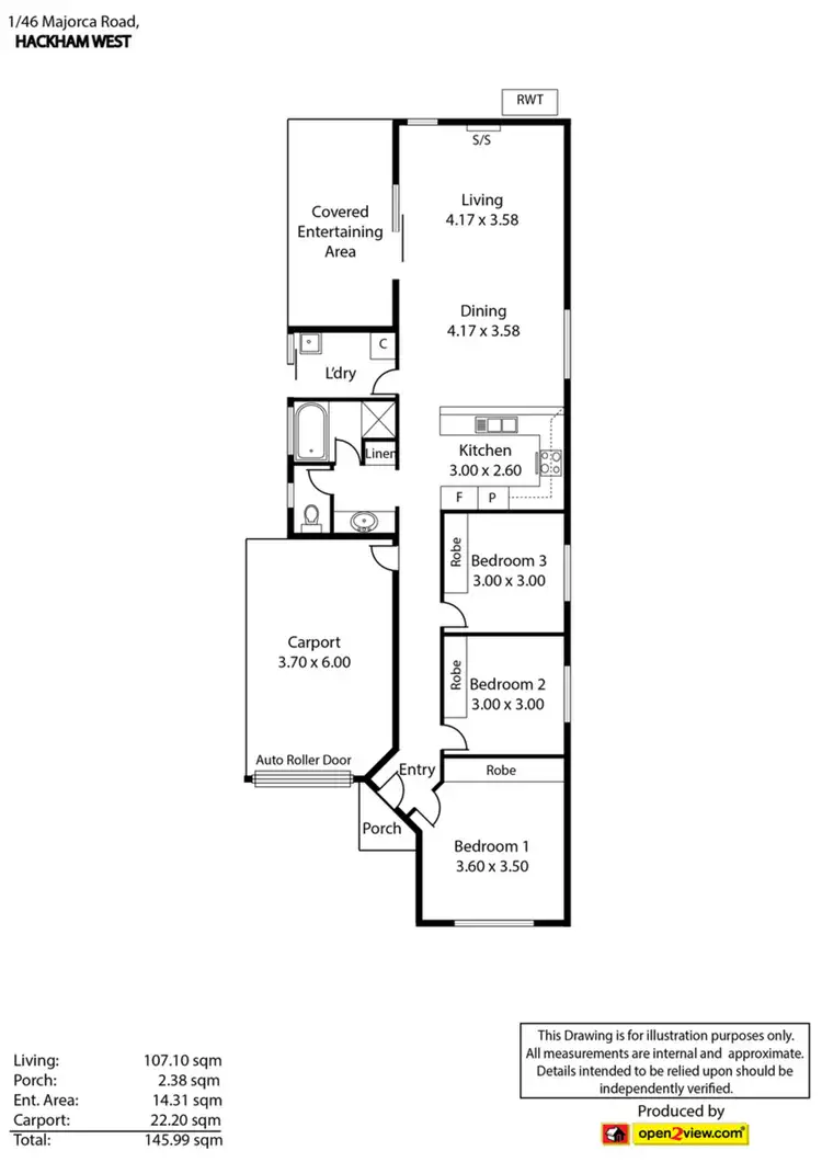 Floorplan of Homely villa listing, 1/46 Majorca Road, Hackham West SA 5163