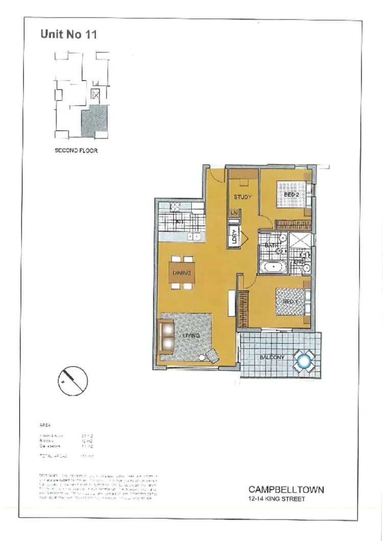 Floorplan of Homely apartment listing, 11/12-14 King Street, Campbelltown NSW 2560