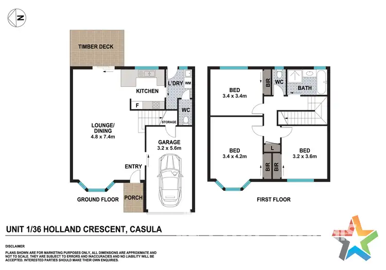 Floorplan of Homely townhouse listing, 1/36 Holland Crescent, Casula NSW 2170