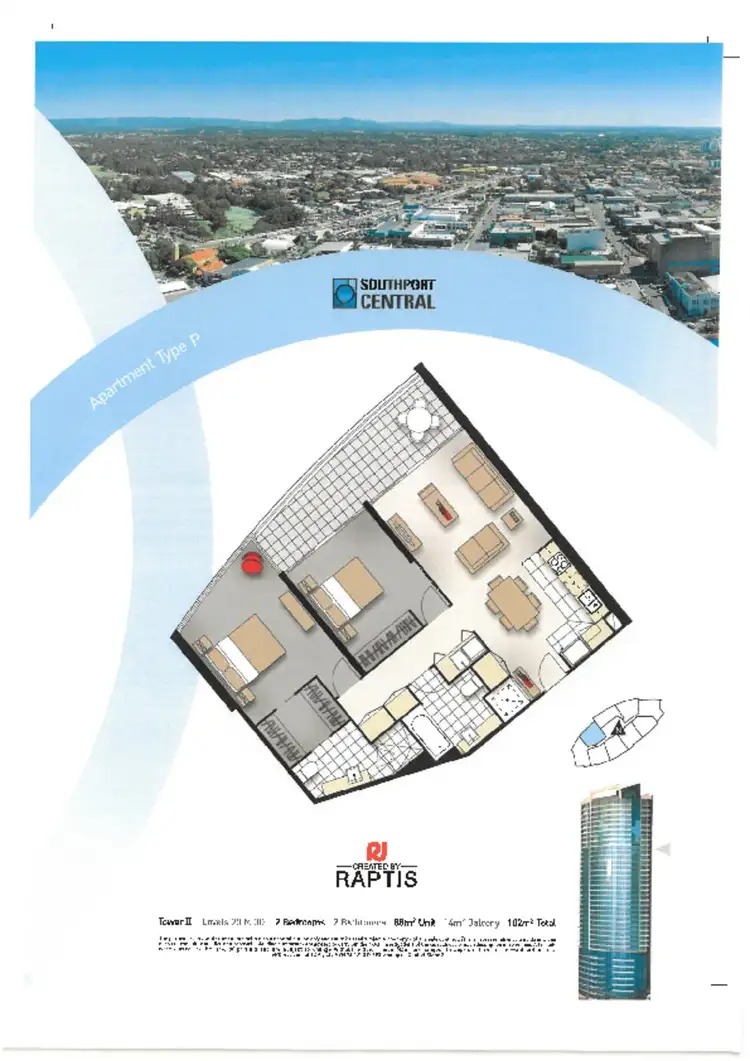Floorplan of Homely apartment listing, 22307/Southport Central 5 Lawson Street, Southport QLD 4215