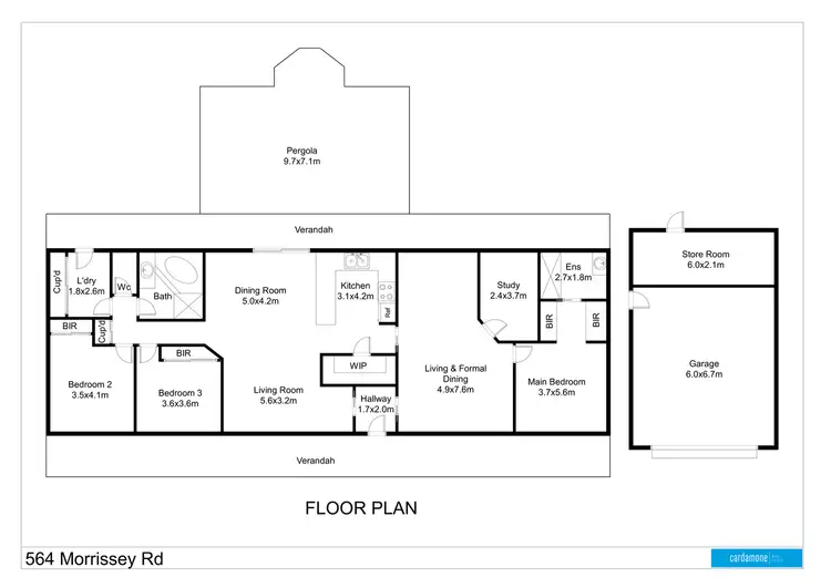 Floorplan of Homely rural property listing, 564 Morrissey Road, Girgarre VIC 3624