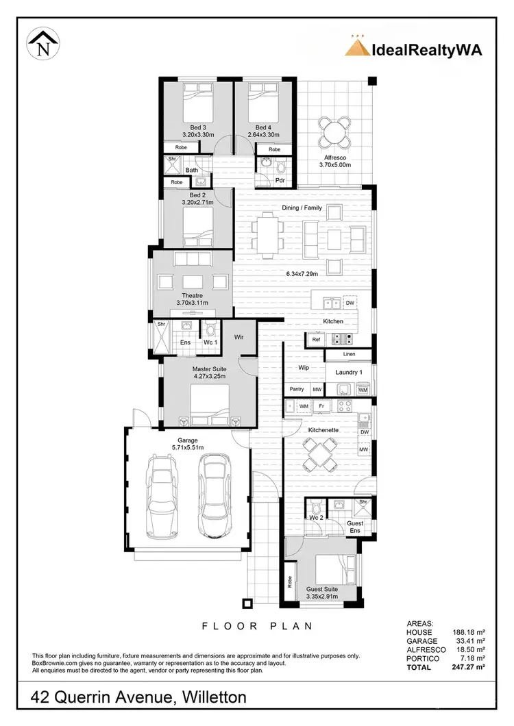 Floorplan of Homely house listing, 42 Querrin Avenue, Willetton WA 6155