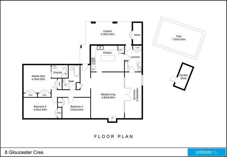 Floorplan of Homely house listing, 8 Gloucester Crescent, Shepparton VIC 3630