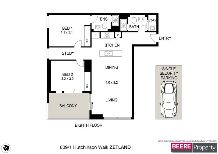 Floorplan of Homely apartment listing, 809/1 Hutchinson Walk, Zetland NSW 2017