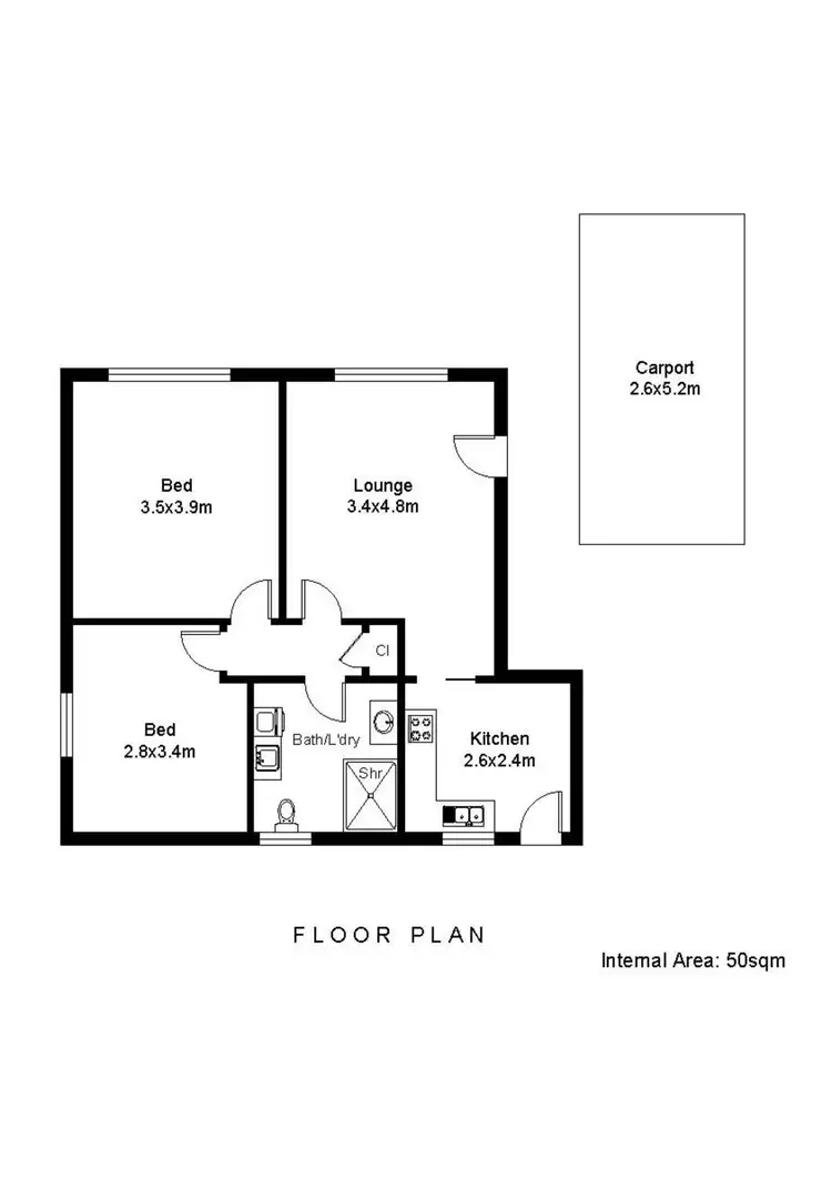Floorplan of Homely unit listing, Unit 1/11 Shipsters Road, Kensington SA 5068