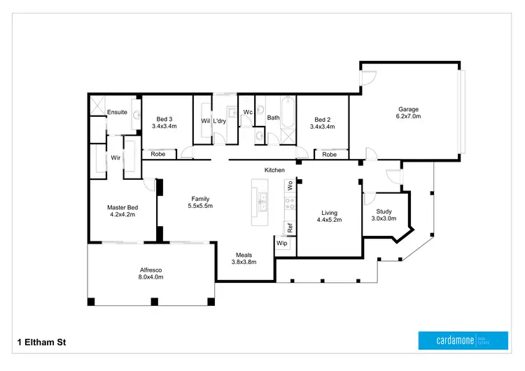 Floorplan of Homely house listing, 1 Eltham Street, Shepparton VIC 3630
