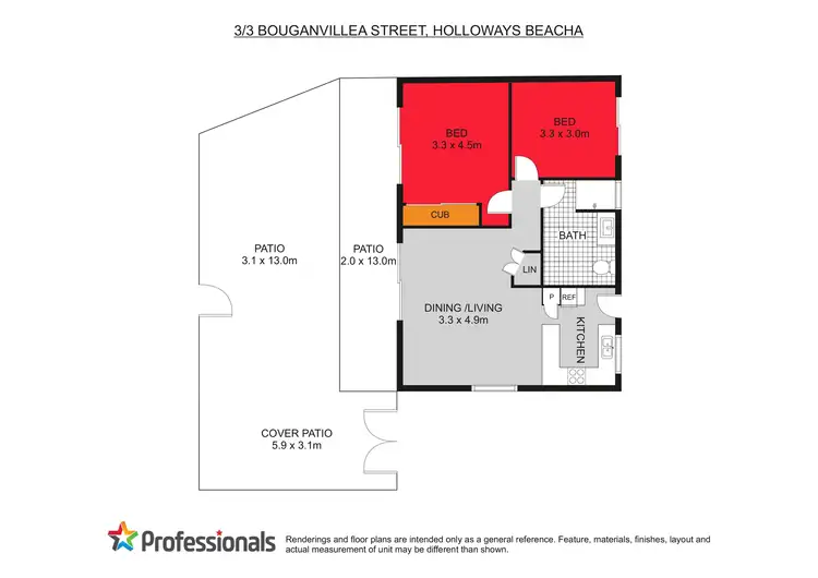 Floorplan of Homely unit listing, 3/1-3 Bouganvillea Street, Holloways Beach QLD 4878