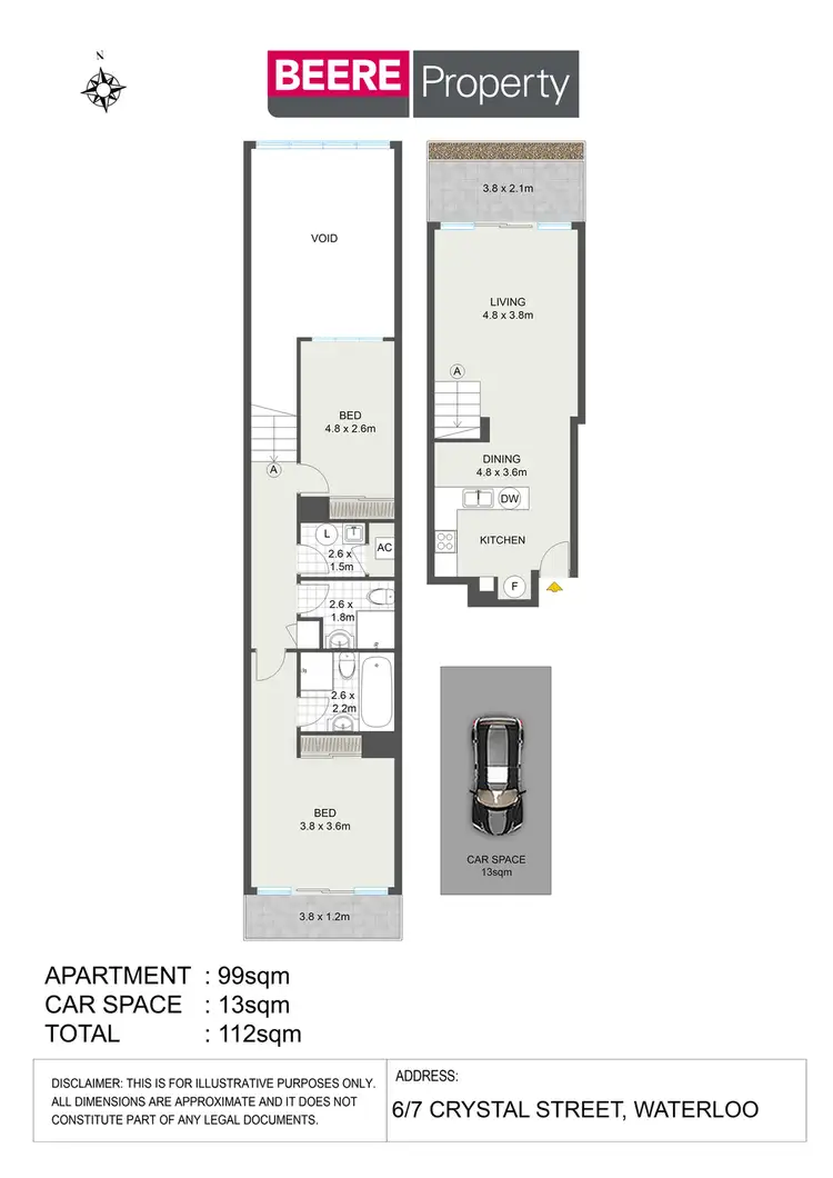 Floorplan of Homely apartment listing, 6/7 Crystal Street, Waterloo NSW 2017