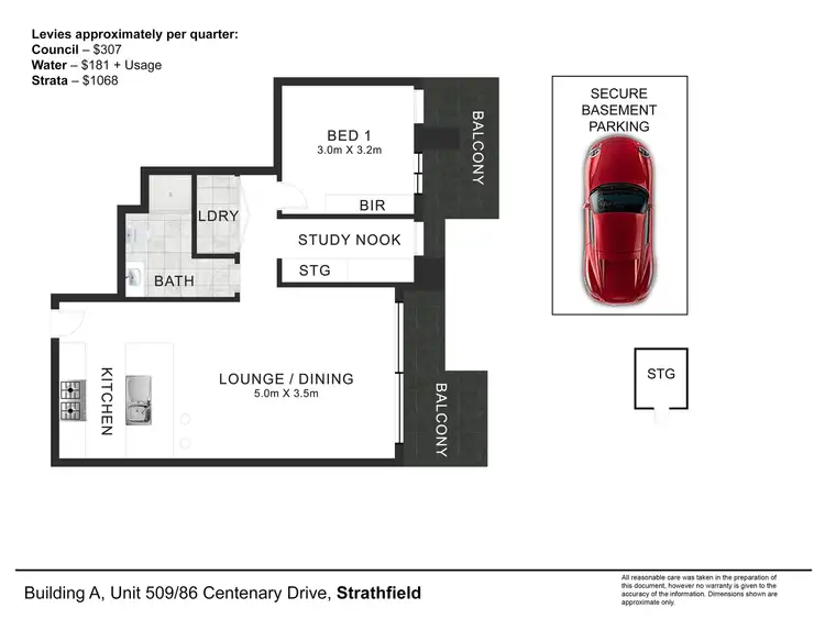 Floorplan of Homely apartment listing, Building A Unit 509/86 Centenary Drive, Strathfield NSW 2135