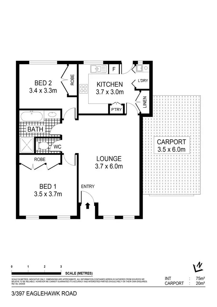 Floorplan of Homely unit listing, 3/397 Eaglehawk Road, Eaglehawk VIC 3556