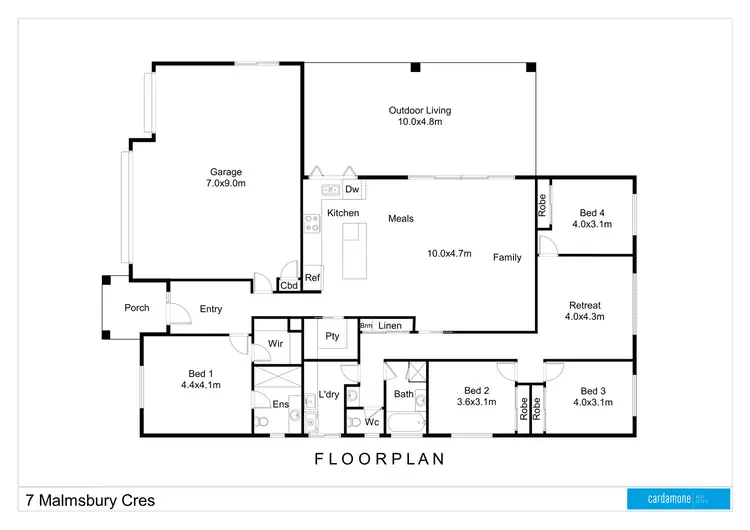 Floorplan of Homely house listing, 7 Malmsbury Crescent, Kialla VIC 3631