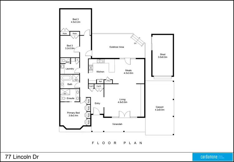 Floorplan of Homely house listing, 77 Lincoln Drive, Shepparton VIC 3630