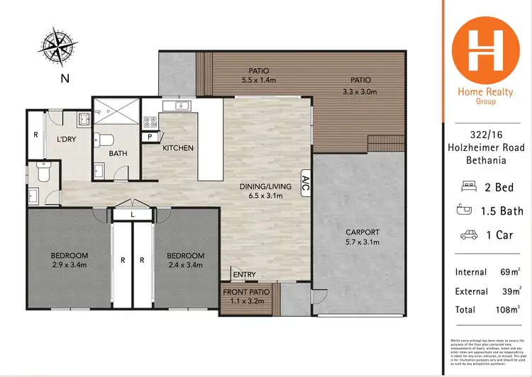 Floorplan of Homely retirement listing, 322/16 Holzheimer Road, Bethania QLD 4205