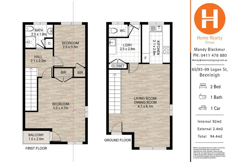 Floorplan of Homely townhouse listing, 65/93-99 Logan Street, Beenleigh QLD 4207